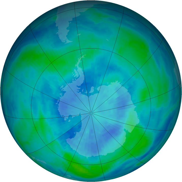 Antarctic ozone map for 26 March 1986